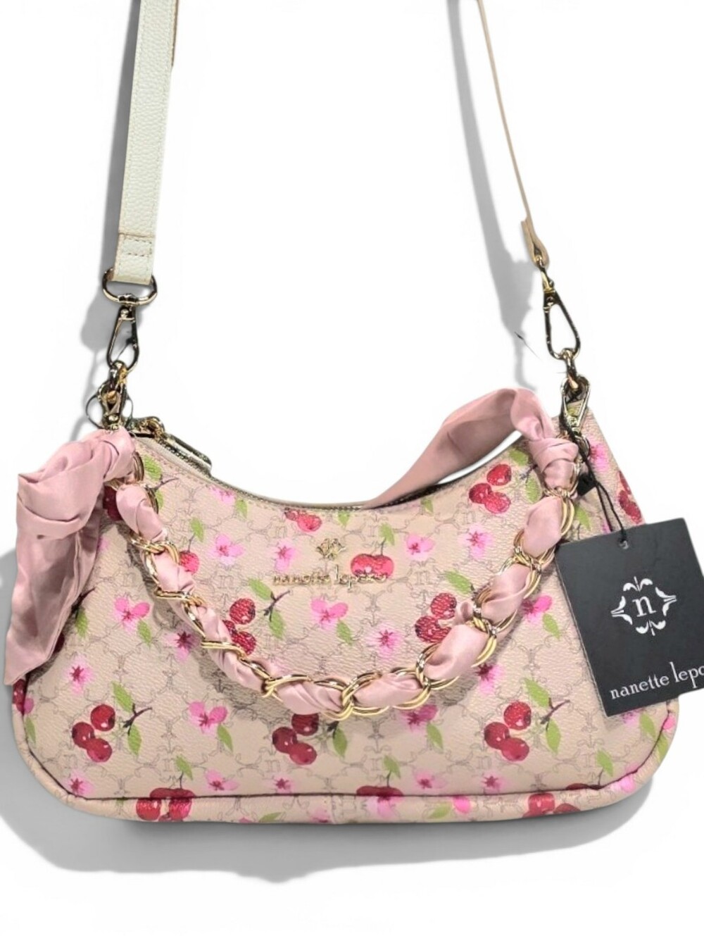 Nanette Lepore Pink Cherry-Print Shoulder Bag